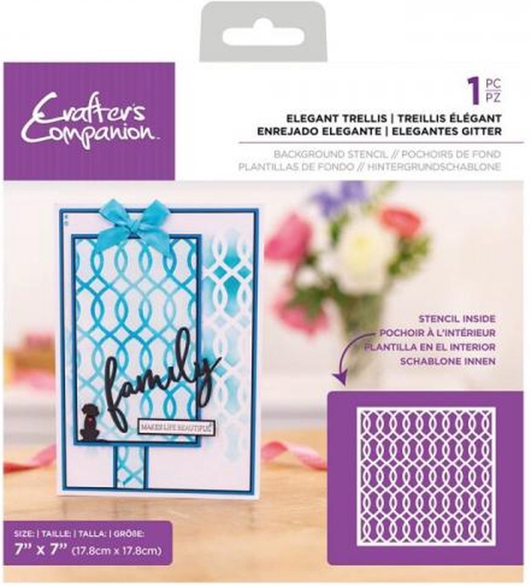 CC - Stencil 7x7 - Pigment Inkt - Elegant Trellis